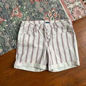 Old Navy White Denim Jean Shorts with Red and Blue Stripes